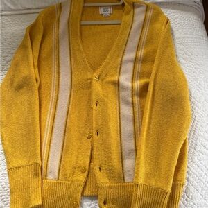 BDG Yellow and Cream Women's Cardigan Sweater worn twice